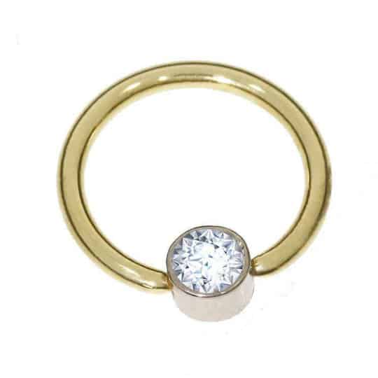 ball closure ring diamond daith ring solitaire mixed gold