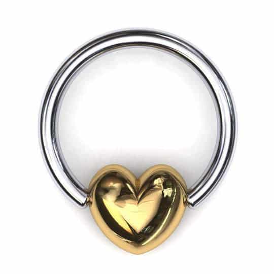 heart bcr yellow gold heart white gold ring